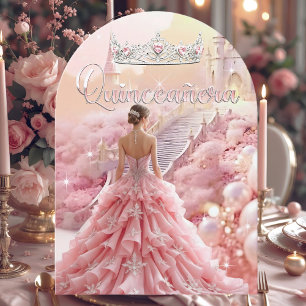 Quinceanera 15e verjaardag Blush Roze Zilver kaste Kaart
