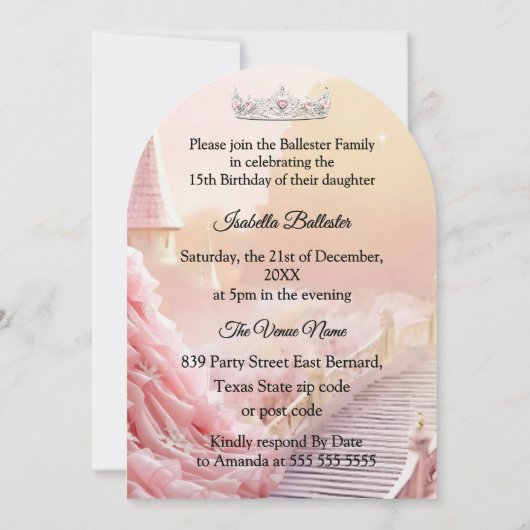 Quinceanera 15e Verjaardag Blush Roze Zilveren Kas Kaart (Achterkant)