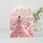 Quinceanera 15e Verjaardag Blush Roze Zilveren Kas Kaart (Staand voorkant)