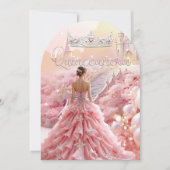 Quinceanera 15e Verjaardag Blush Roze Zilveren Kas Kaart (Voorkant)