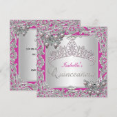 Quinceanera 15e verjaardag Butterflies Silver Pink Kaart (Voorkant / Achterkant)
