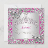 Quinceanera 15e verjaardag Butterflies Silver Pink Kaart (Voorkant)