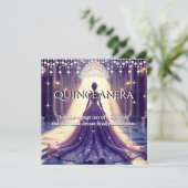 Quinceanera 15e Verjaardag Castle Paarse Jurk Kaart (Staand voorkant)