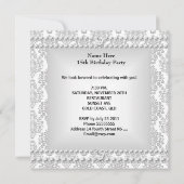 Quinceanera 15e verjaardag Damask Silver White Kaart (Achterkant)