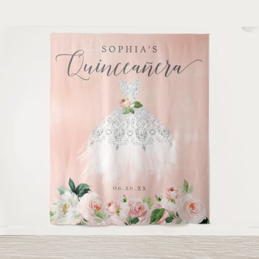 Quinceanera 15e verjaardag Decor Backdrop Wandkleed (Voorkant)