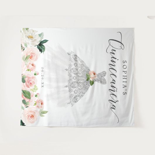 Quinceanera 15e verjaardag Decor Backdrop Wandkleed (Voorkant (horizontaal))