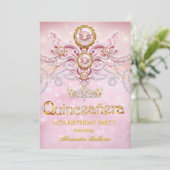 Quinceanera 15e Verjaardag Exotisch Licht Roze Gou Kaart (Staand voorkant)