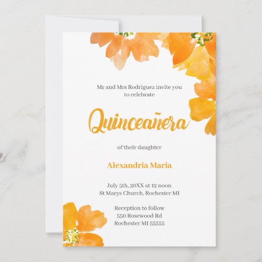 Quinceanera 15e verjaardag Floral Kaart (Voorkant)