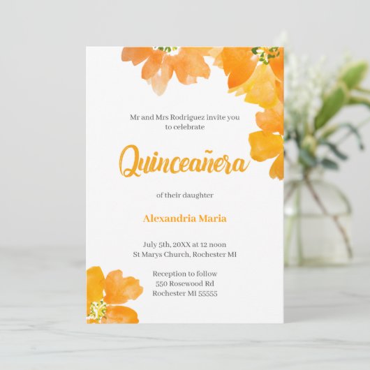 Quinceanera 15e verjaardag Floral Kaart (Staand voorkant)