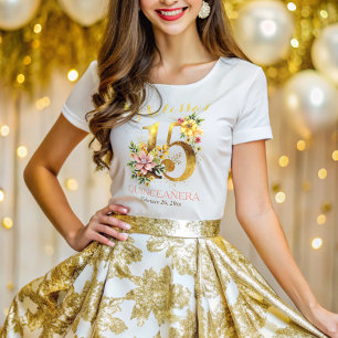 Quinceanera 15e verjaardag Floral T-shirt