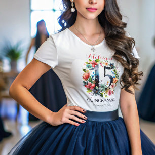 Quinceanera 15e verjaardag Floral T-shirt