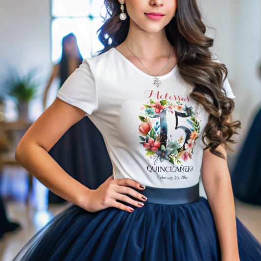 Quinceanera 15e verjaardag Floral T-shirt