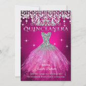 Quinceanera 15e verjaardag FUCHSIA Pink Tiara Kaart (Voorkant)