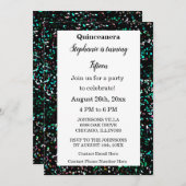 Quinceanera 15e verjaardag Glitter Black Multicolo Kaart (Voorkant / Achterkant)