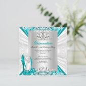 Quinceanera 15e verjaardag Glitter Blue Heels Kaart (Staand voorkant)