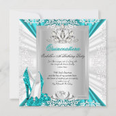 Quinceanera 15e verjaardag Glitter Blue Heels Kaart (Voorkant)