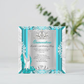 Quinceanera 15e verjaardag Glitter Blue Shoes Kaart (Staand voorkant)