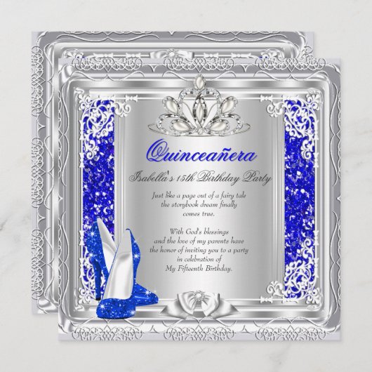 Quinceanera 15e verjaardag Glitter Blue Shoes Kaart (Voorkant / Achterkant)