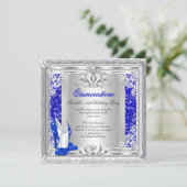 Quinceanera 15e verjaardag Glitter Blue Shoes Kaart (Staand voorkant)