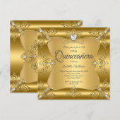 Quinceanera 15e verjaardag Gold Diamond Tiara Kaart (Voorkant / Achterkant)