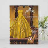 Quinceanera 15e verjaardag Gold Dress Kaart (Staand voorkant)