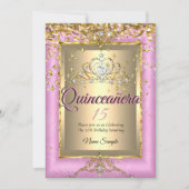 Quinceanera 15e verjaardag Gold Pink Kaart (Voorkant)
