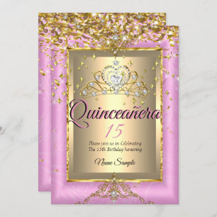 Quinceanera 15e verjaardag Gold Pink Kaart