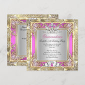 Quinceanera 15e verjaardag Gold Pink Kaart (Voorkant / Achterkant)