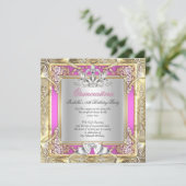 Quinceanera 15e verjaardag Gold Pink Kaart (Staand voorkant)