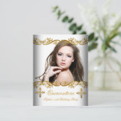 Quinceañera 15e verjaardag Gold White foto Kaart (Staand voorkant)