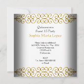 Quinceanera 15e verjaardag Gold White foto Kaart (Achterkant)