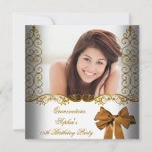 Quinceanera 15e verjaardag Gold White foto Kaart (Voorkant)