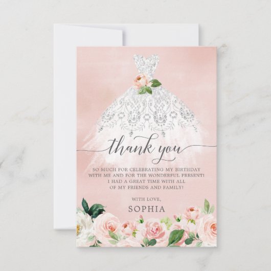 Quinceanera 15e verjaardag Hartelijk dank Kaart (Voorkant)