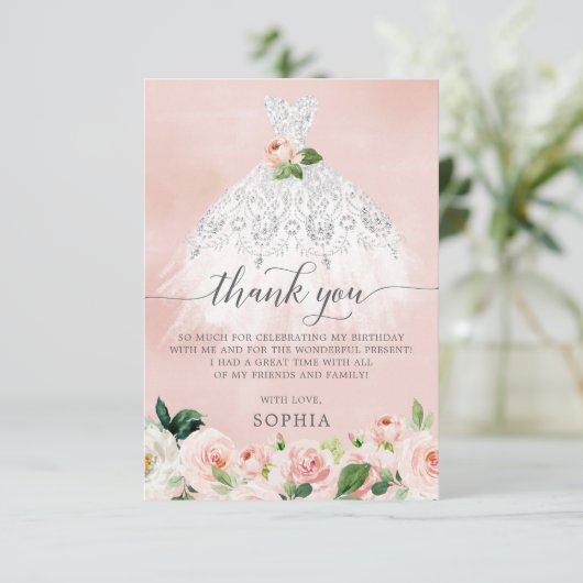 Quinceanera 15e verjaardag Hartelijk dank Kaart (Staand voorkant)