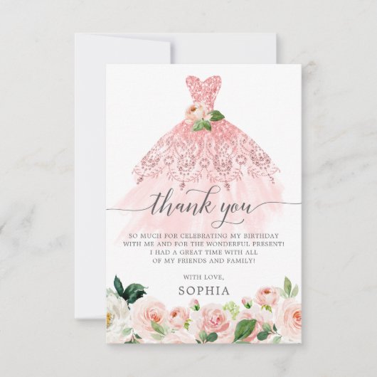 Quinceanera 15e verjaardag Hartelijk dank Kaart (Voorkant)