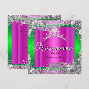 Quinceanera 15e verjaardag hete roze limoen tiara kaart