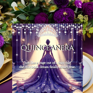 Quinceanera 15e verjaardag kasteel paarse jurk kaart