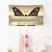 Quinceanera 15e Verjaardag Kleurrijke Vlinder Spandoek (Insitu)