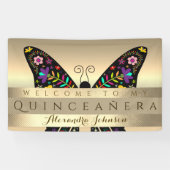 Quinceanera 15e Verjaardag Kleurrijke Vlinder Spandoek (Horizontaal)