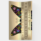 Quinceanera 15e Verjaardag Kleurrijke Vlinder Spandoek (Verticaal)