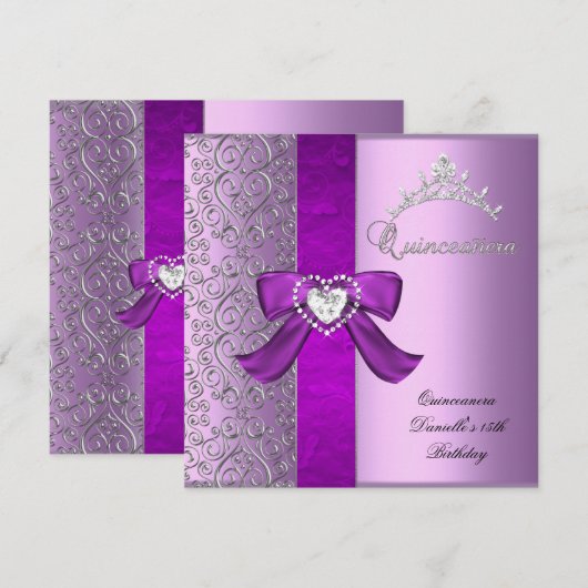 Quinceanera 15e verjaardag Lila roze Kaart (Voorkant / Achterkant)