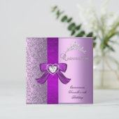 Quinceanera 15e verjaardag Lila roze Kaart (Staand voorkant)