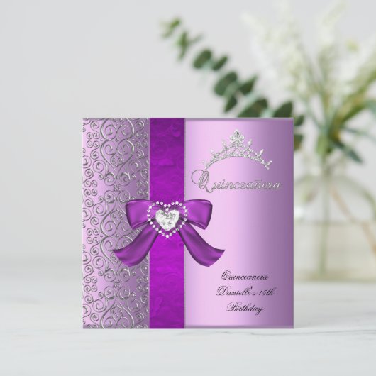 Quinceanera 15e verjaardag Lila roze Kaart (Staand voorkant)