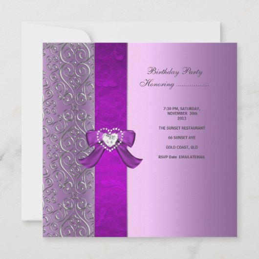 Quinceanera 15e verjaardag Lila roze Kaart (Achterkant)