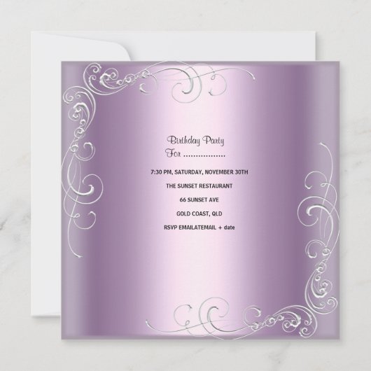 Quinceanera 15e verjaardag Lila roze zilver ster Kaart (Achterkant)