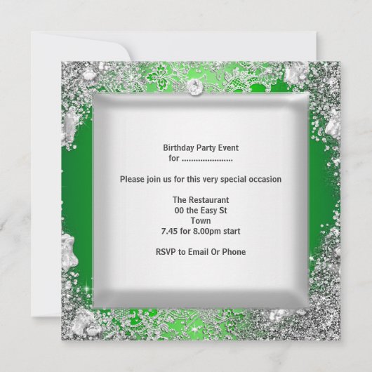 Quinceanera 15e verjaardag Limoen Silver Mask Tiar Kaart (Achterkant)