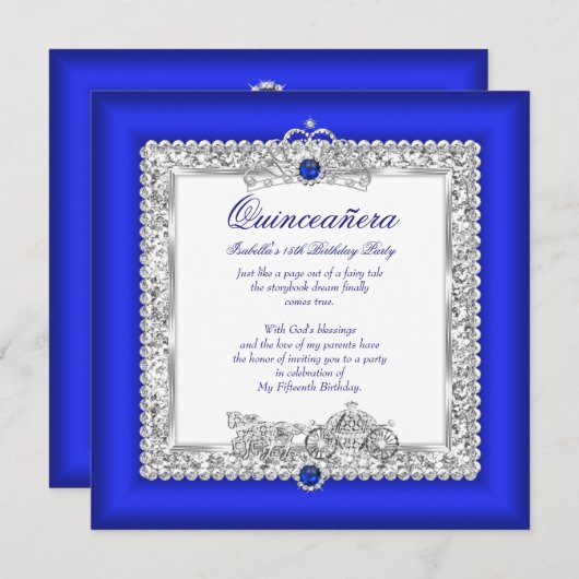 Quinceanera 15e verjaardag Magical Fairytale Blue Kaart (Voorkant / Achterkant)