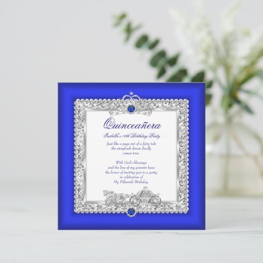 Quinceanera 15e verjaardag Magical Fairytale Blue Kaart (Staand voorkant)