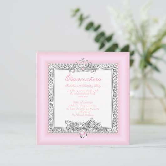 Quinceanera 15e verjaardag Magical Fairytale Roze Kaart (Staand voorkant)