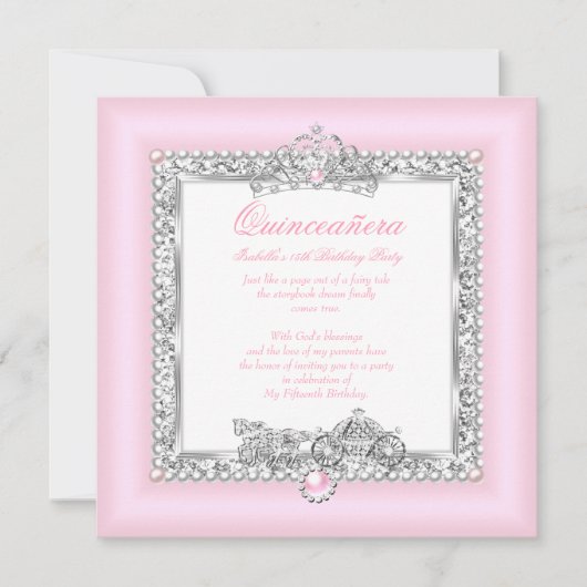 Quinceanera 15e verjaardag Magical Fairytale Roze Kaart (Voorkant)